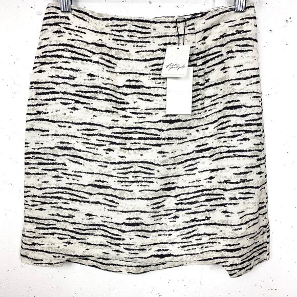 Anthropologie Womens Bellevue My Way Mini Skirt Linen Blend White Black Small - Picture 11 of 14